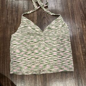Garage Green and Pink Textured halter top size L
